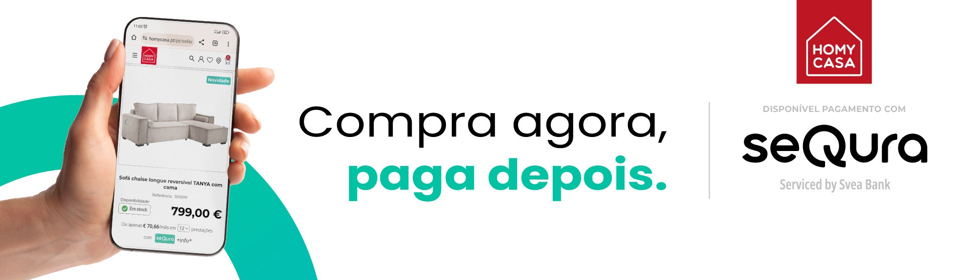 Agora pode fazer o seu pagamento por SEQURA. Compre agora, Pague depois!